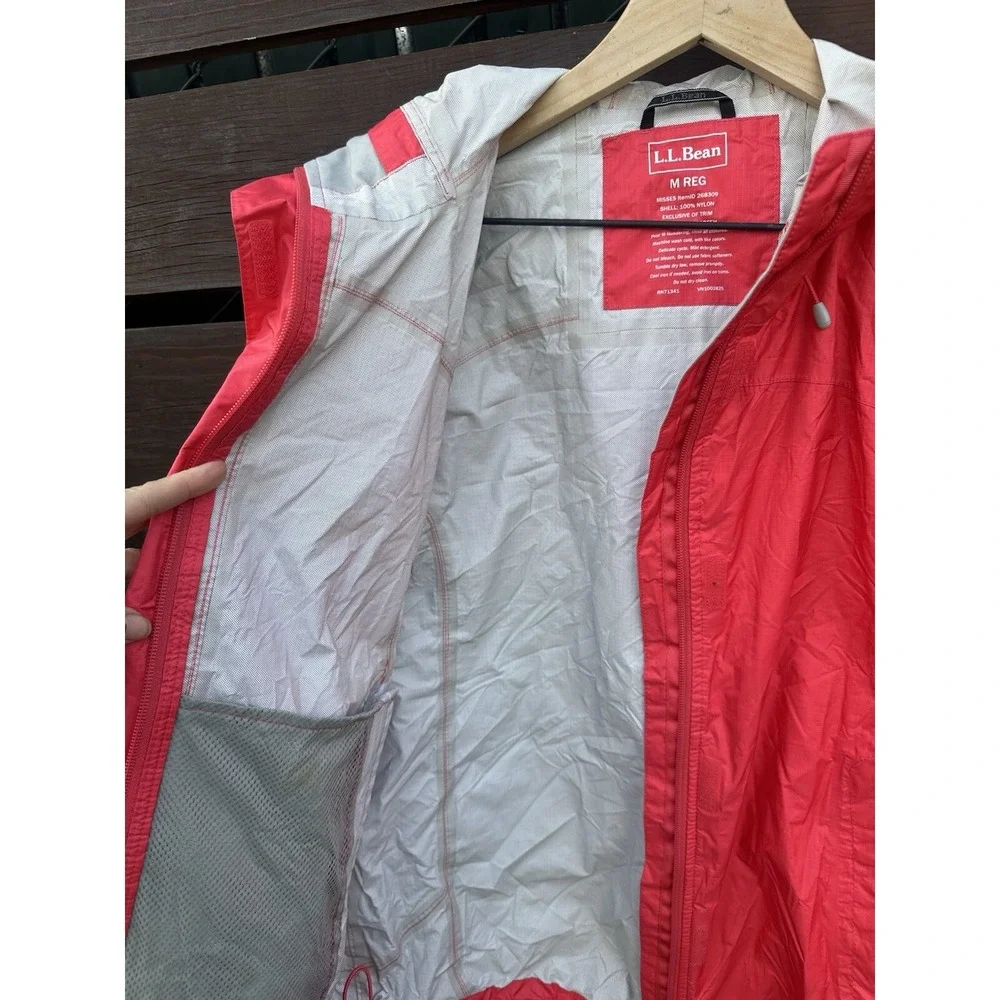 LL Bean TEK Rain Jacket Hooded Softshell Full Zip Parka Coat Women's Red *Medium